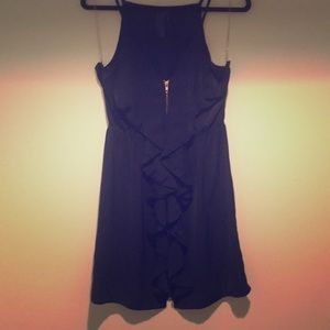 Navy Spaghetti Strap Dress with Front Zipper